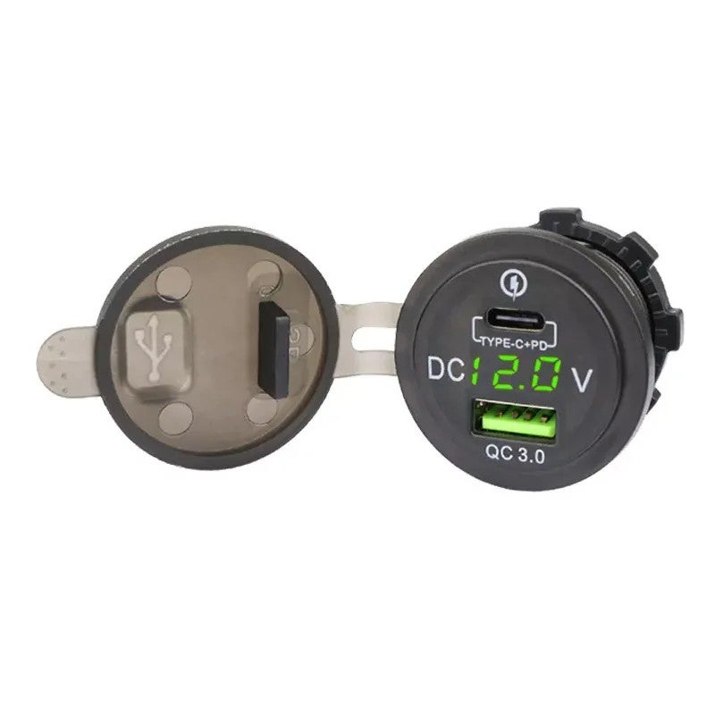 Y&D PD Type C & USB Car Charger Socket - QC 3.0 Quick Charge 12V Waterproof Power Outlet Cigarette Lighter Adapter for RV Boat Automobile - Image 1